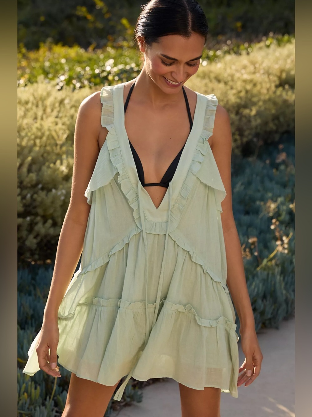 Celandine Anthropologie Boho Ruffle Mini Dress (B)